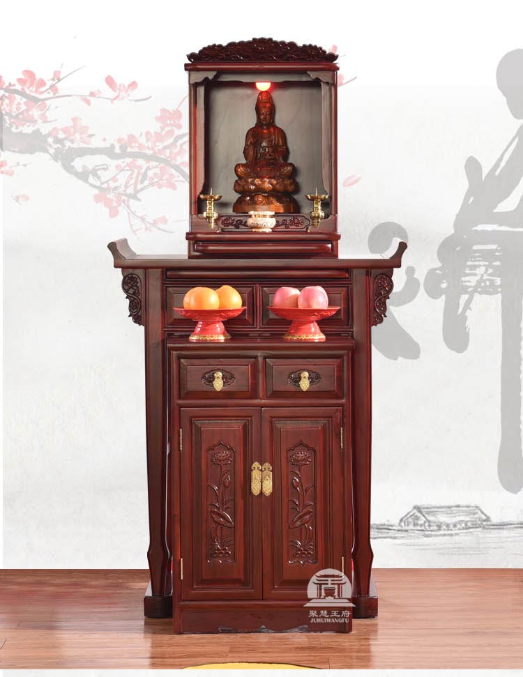 北京雕花带灯小佛龛